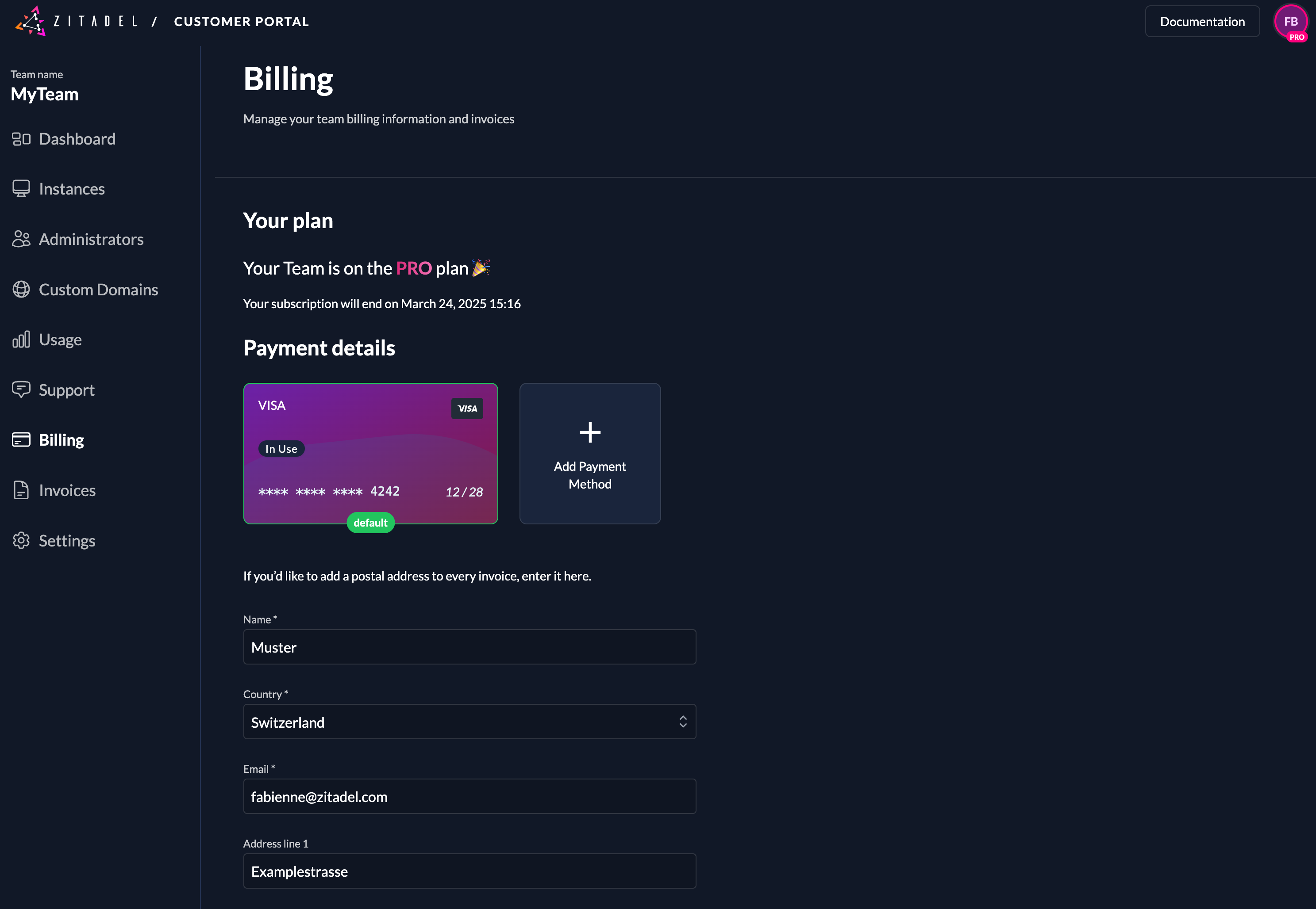 Customer Portal Billing